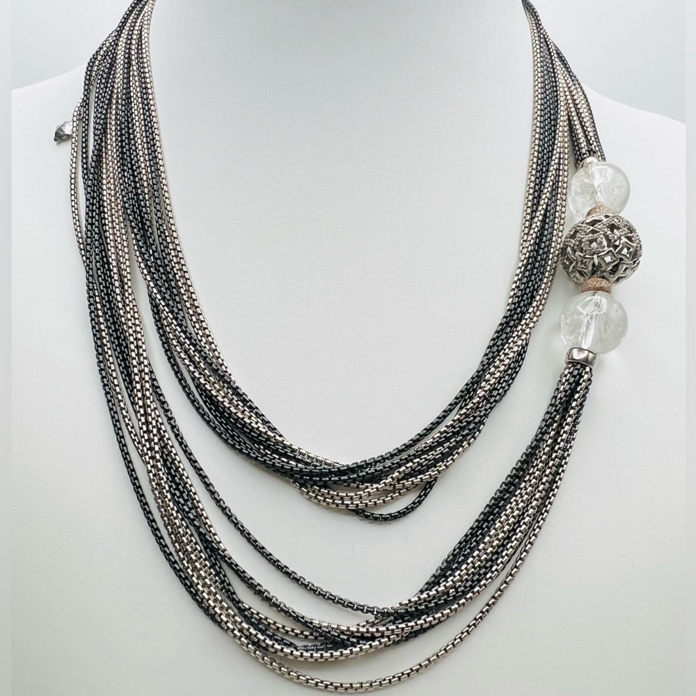 David Yurman Silver Multi Chain Long Necklace